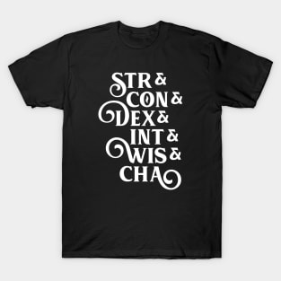 Roleplaying Stats Minimalist Tabletop RPG T-Shirt